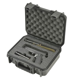 hard pistol case with secure latches and padlock hasps