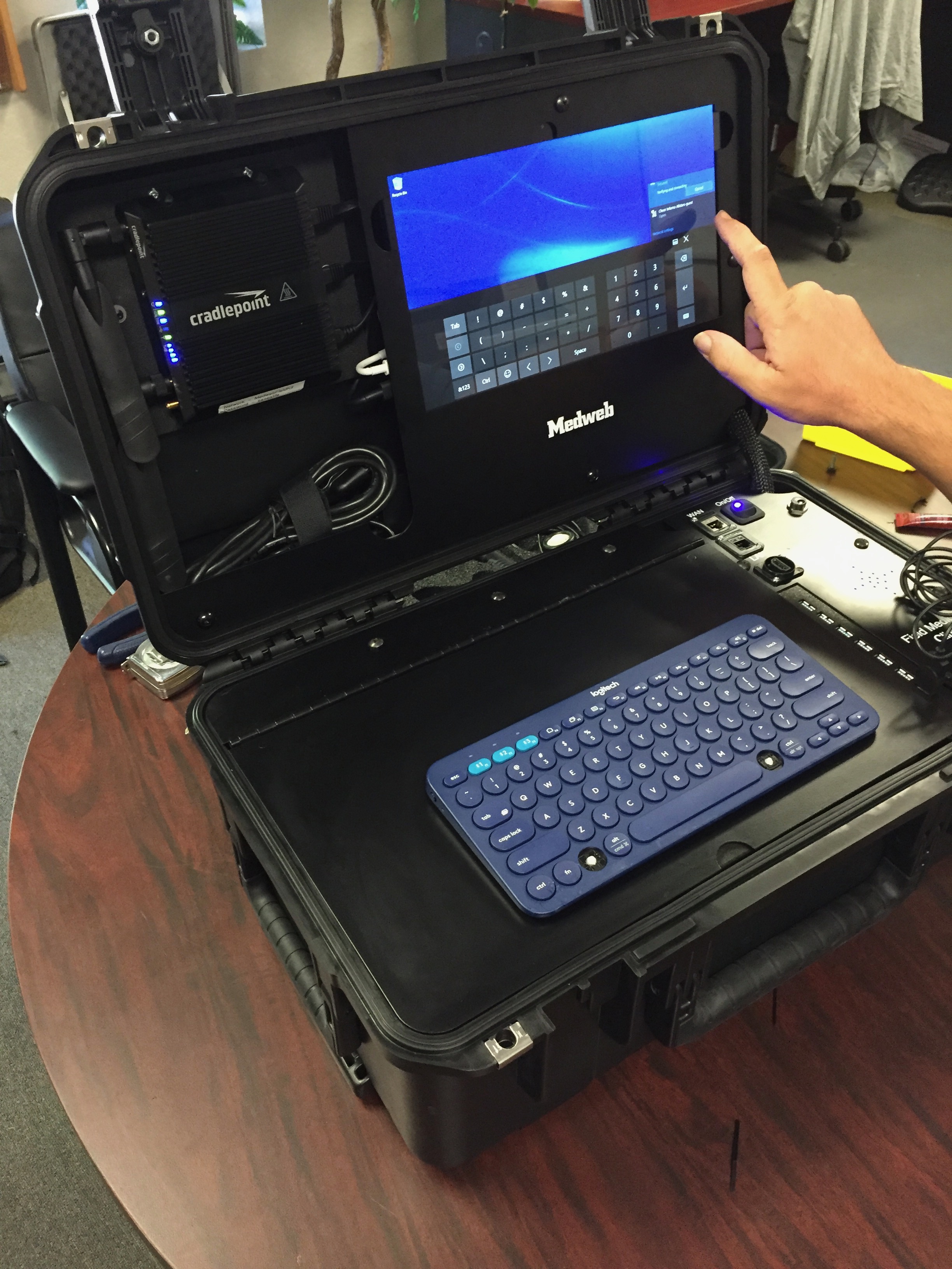 Rugged shipping case in use for equipment protection