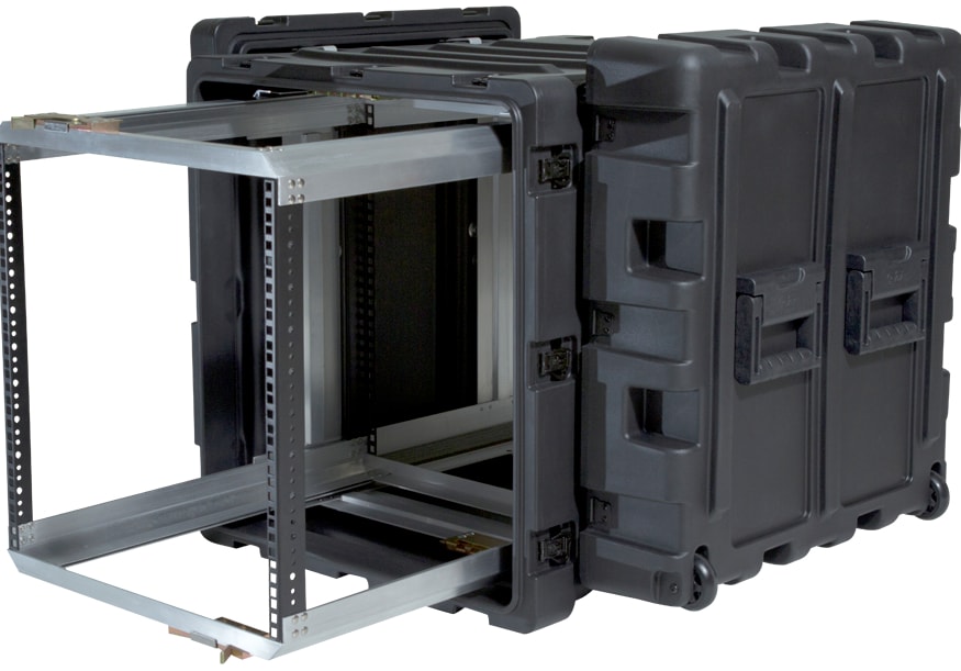Rackmount Shipping Case with Removable Shockmounted Rack Frame