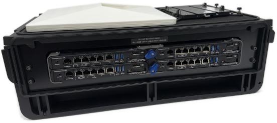 Tactical edge computing equipment integrated into a rugged protective transit case